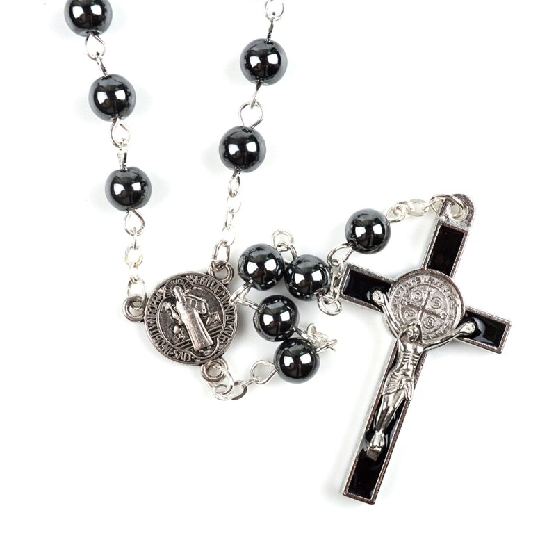 Handgemaakte Ronde Bead Katholieke Rozenkrans Ketting Jesus Cross Religieuze Charme