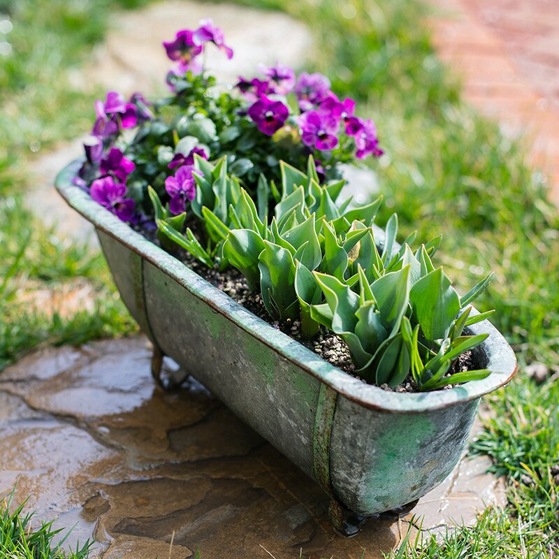 metal rustic Vintage Bathtub Planter Grandado
