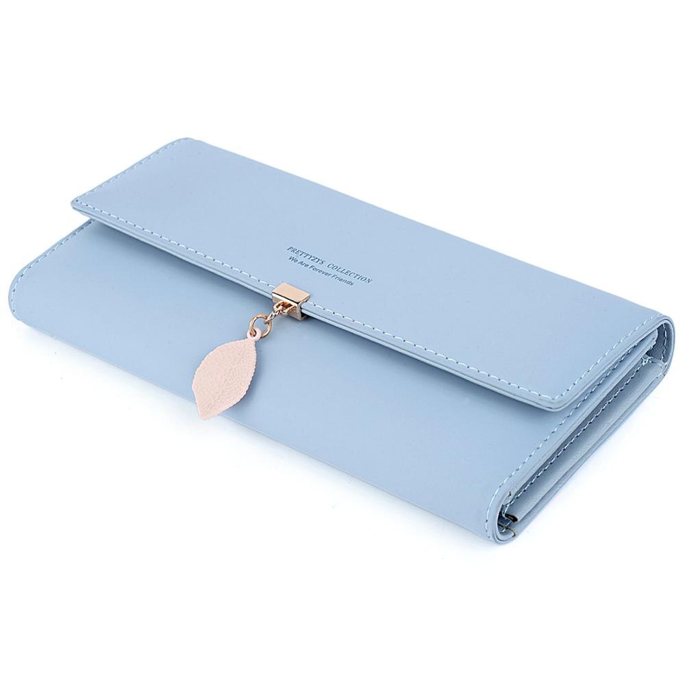 Porte-monnaie rose pour femmes, poche pour téléphone, cartes Patchwork, portefeuille Long avec pompon, court, portefeuilles avec fermeture à glissière: Sky Blue