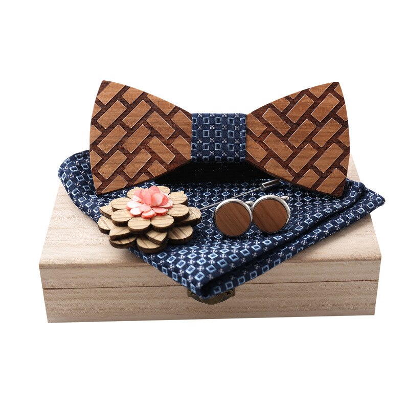 Houten vlinderdas voor heren, unisex, uitgehold, gesneden, retro stropdassen, verstelbare band, vintage vlinderdas: M3307-a10