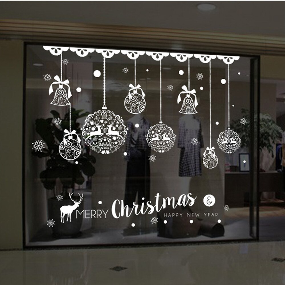 Jaar Vensterglas Kerst Etalage Decoratie Verwijderbare Stickers Christmas Bells Herten Voor Xmas Thuis Kerst Deco: Default Title
