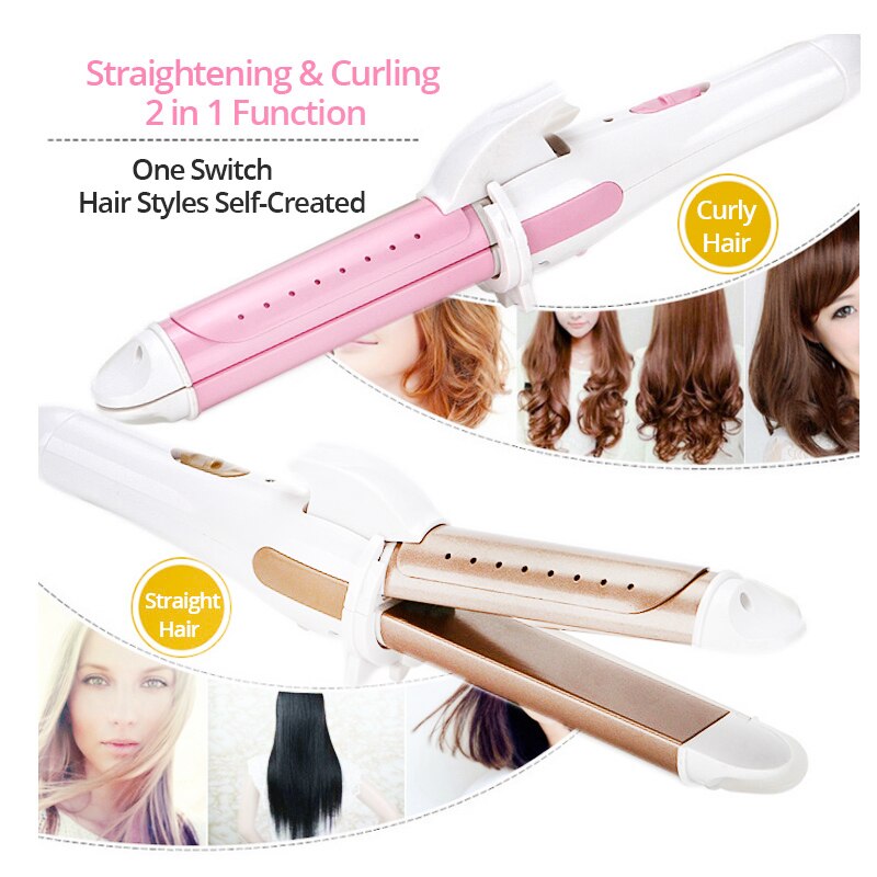 Bigoudi électrique Styler rouleau & lisseur 2 en 1 Hiar outils de coiffage Machine baguette cheveux bouclés fers céramique cheveux Curling