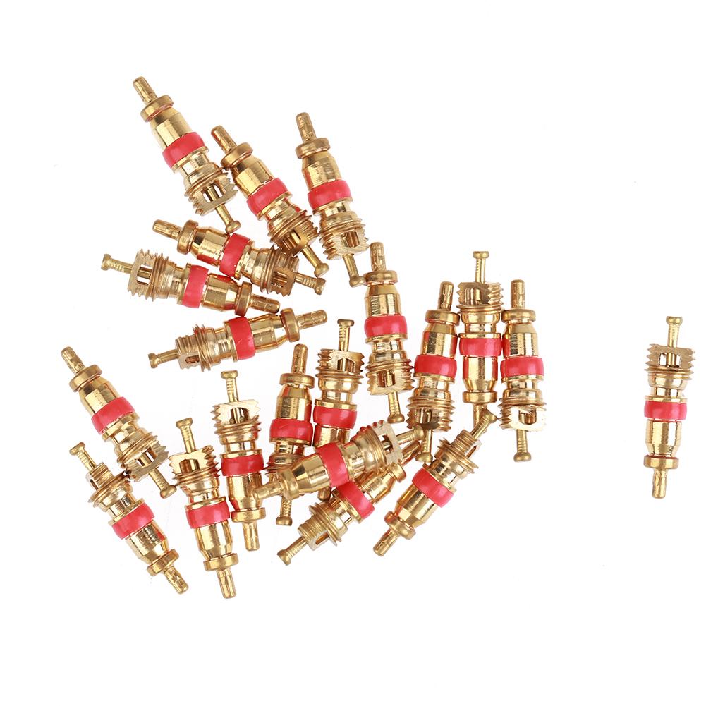 20Pcs Copper Valve Core with 4-in-1 Tire Valve Stem Removal Tool Valve Core Removal Tool Tire Cleaning Tool for Car Motorcycles