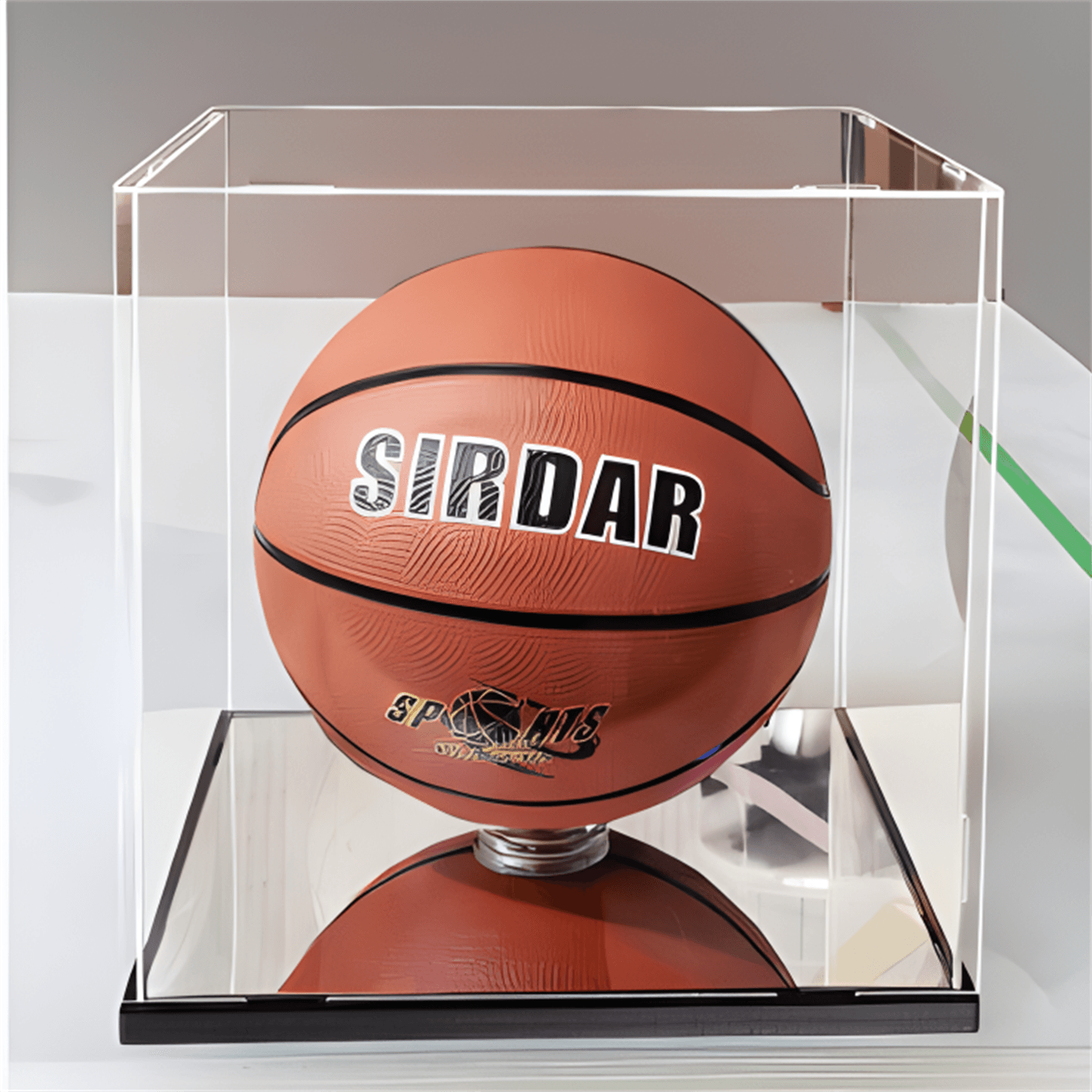 1 acrylic assembly display box, football and basketball display collection, (complimentary circular base accessory * 1): L / Dark Green