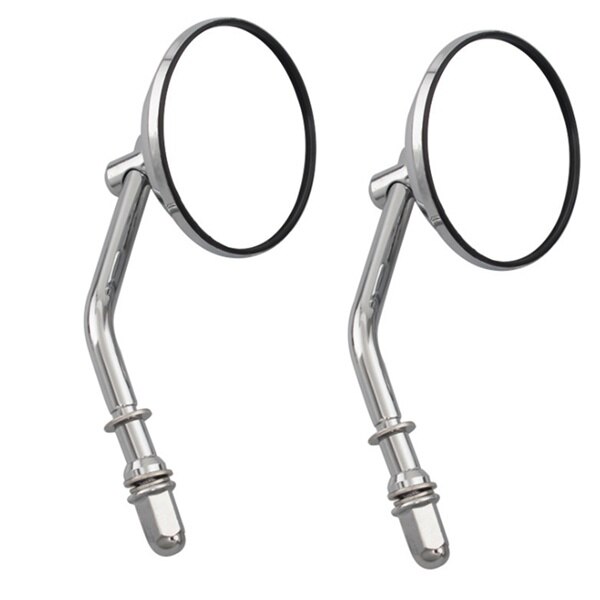 8mm Chrome Motorcycle Mirror Short Stem 3Inch Round Rearview Mirror for Dyna Bobber Chopper Old School 1982: Default Title