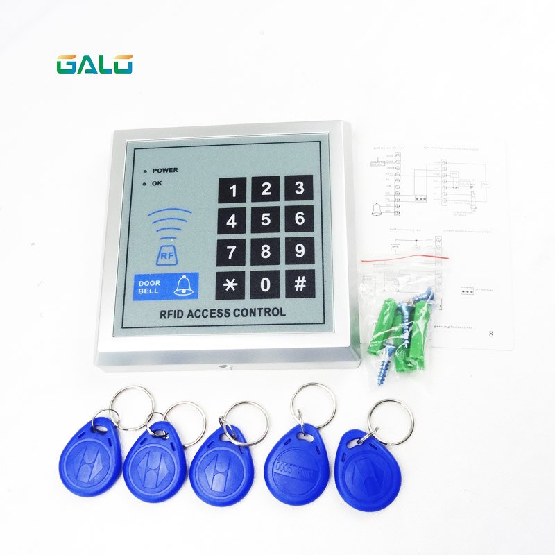Security RFID Proximity Entry Door Lock Access Control System +5 RFID Keyfobs with English user manual