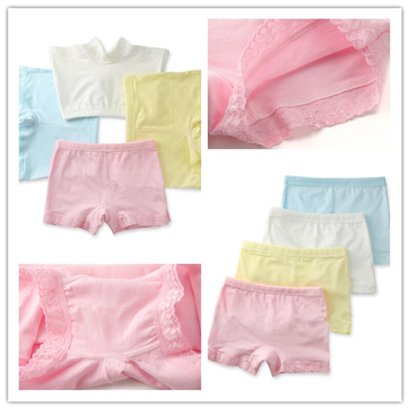 6 stk/parti bomulds blondebukser børn undertøj piger sikkerhedsslik farve solide fire shorts 2-10y