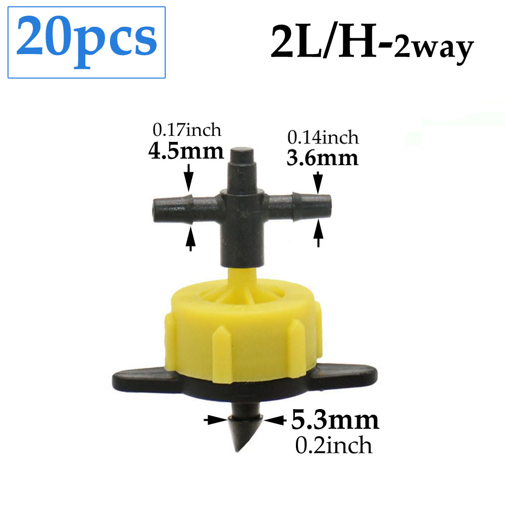 2L 4L 8L Irrigation Drippers Fitting 2/4-way Arrow Dropper Connector Cross Water Splitter Emitter Micro Drip Irrigation System: black