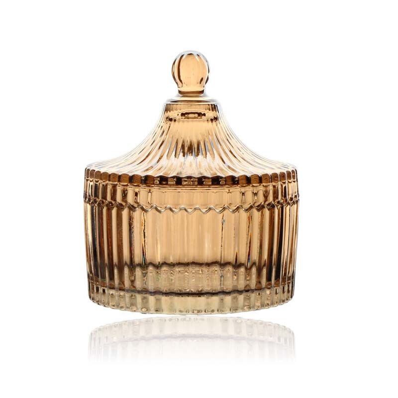 Bernstein Glas Kerze Gläser mit Deckel Jurte Glas Lagerung Krug Glas Leere Tasse Möbel Ornament Diy Kerze Krug: N1