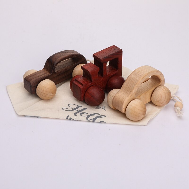 3Pcs Holz Spielzeug Montessori Pädagogisches Buche Zahnen Holz Auto Kinder Cartoon Auto Spielzeug Baby Holz Für 1-6 jahre Alt Kinder: Mixed A 3pcs