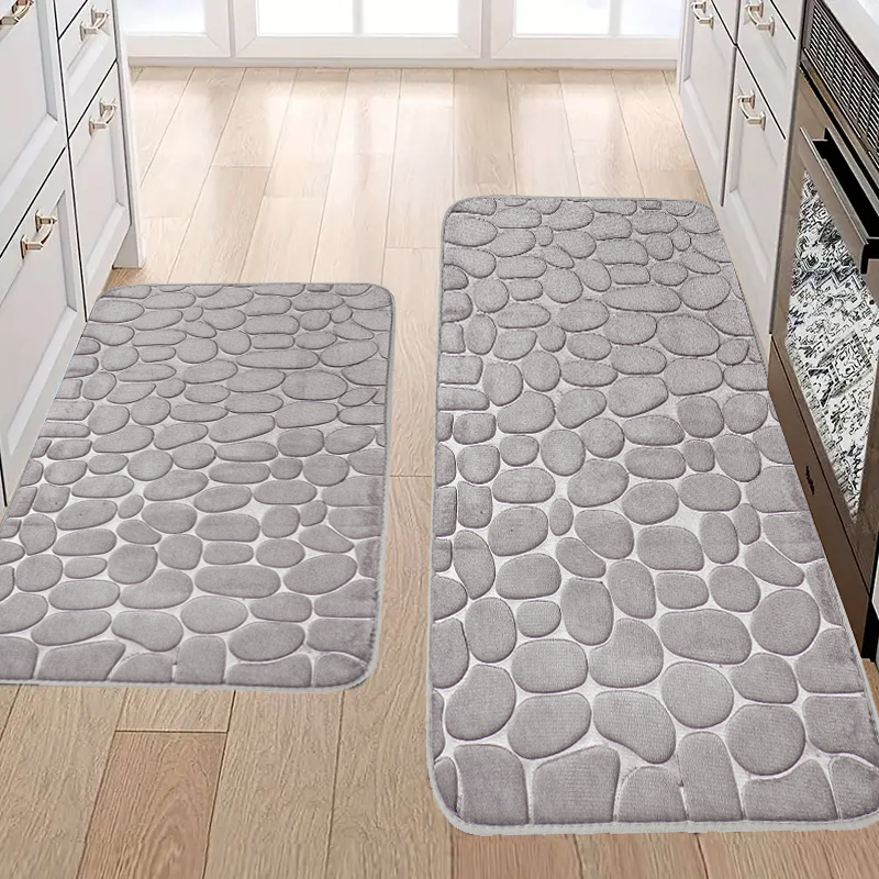 Large Bathroom Mat Soft Absorbent Pebble Foot Mat Anti Slip Bath Mat Bedroom Balcony Carpet Entrance Floor Mat Long Kitchen Mat
