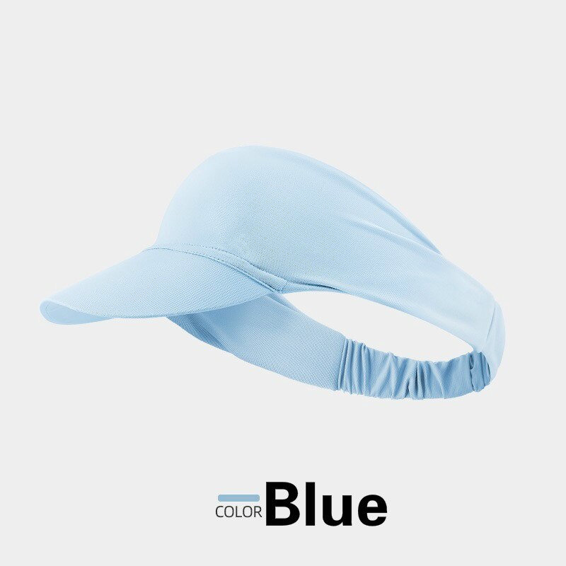 Adjustable Women Summer Sport Headband Classic Sun Empty Top Baseball Cap: blue