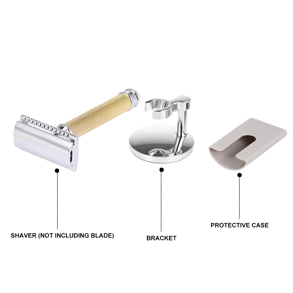 Double-edged Shaving Razor Set Safety Beard Razor with Shaving Razor Base Protective Cover Mustache Removal Shaving Tool