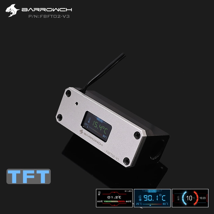 FBFT02 V3 BARROWCH Black / Silver /Gold Water temperature digital display screen pc watercooling gadget OLED thermometer