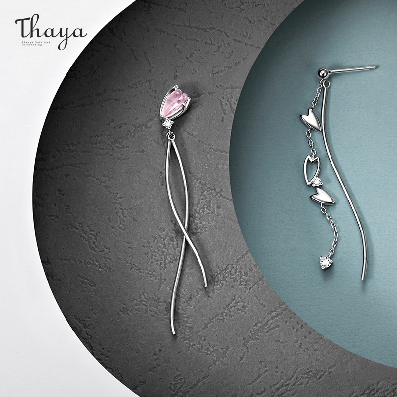 Thaya gefallen Kirschblüzehn Ohrringe S925 Silber ZirconEarring Quaste Stil Für Frauen Silber Ohrring Edlen Schmuck