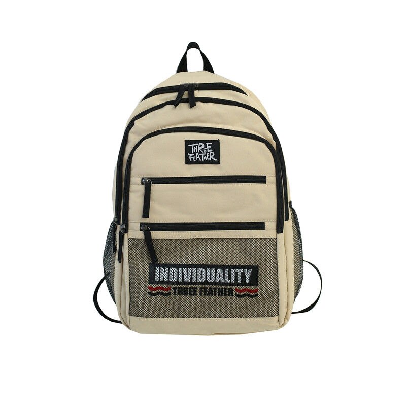 Schüler Schule Taschen für Jungen Mädchen Teenager Männer Rucksack Schule Frauen Große Kapazität jugendlich Bookbags Preppy Stil Neue: Beige