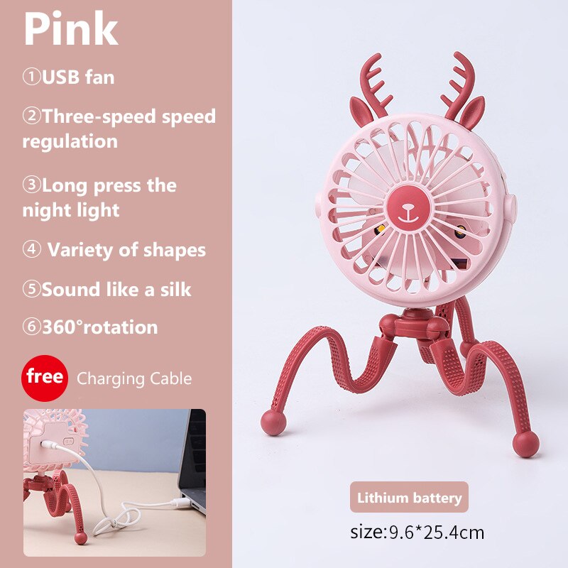 Ventilateur Portable pour siège de voiture, 500mAh, Rechargeable par USB, Mini accessoires pour poussette: WJ3794R