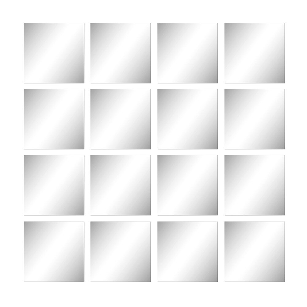 16Pcs Vierkante Spiegel Glazen Tegel Muur Stickers Decal Diy Zelfklevende Lange Spiegels Thuis Woonkamer Decor