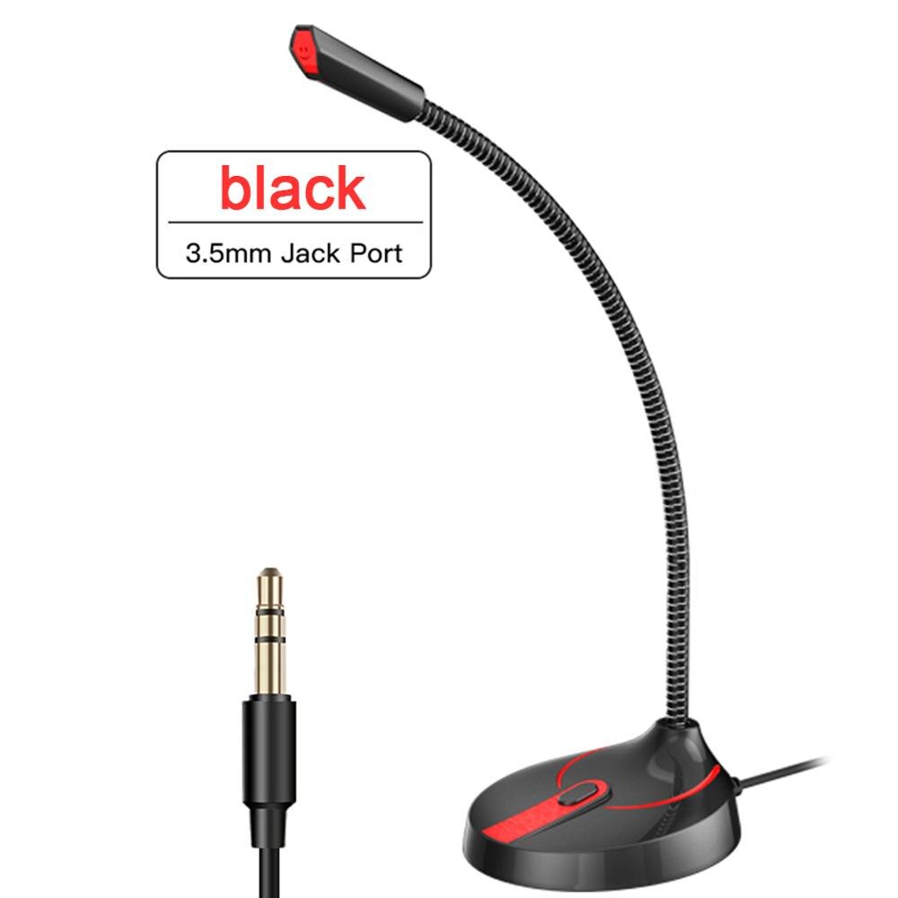 Drive Free USB Microphone 3.5mm Desktop Computer PC Mic Adjustable Studio Microphone Gaming Chatting Online Class USB Microfon: Black 3.5mm