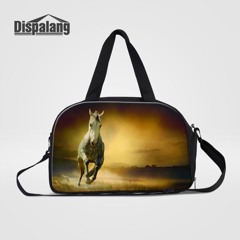 Dispalang-bolsa de viaje de gran capacidad con estampado de unicornio, bolsa de lona de viaje con almacenamiento independiente de zapatos, bolso de hombro para fin de semana: Azul