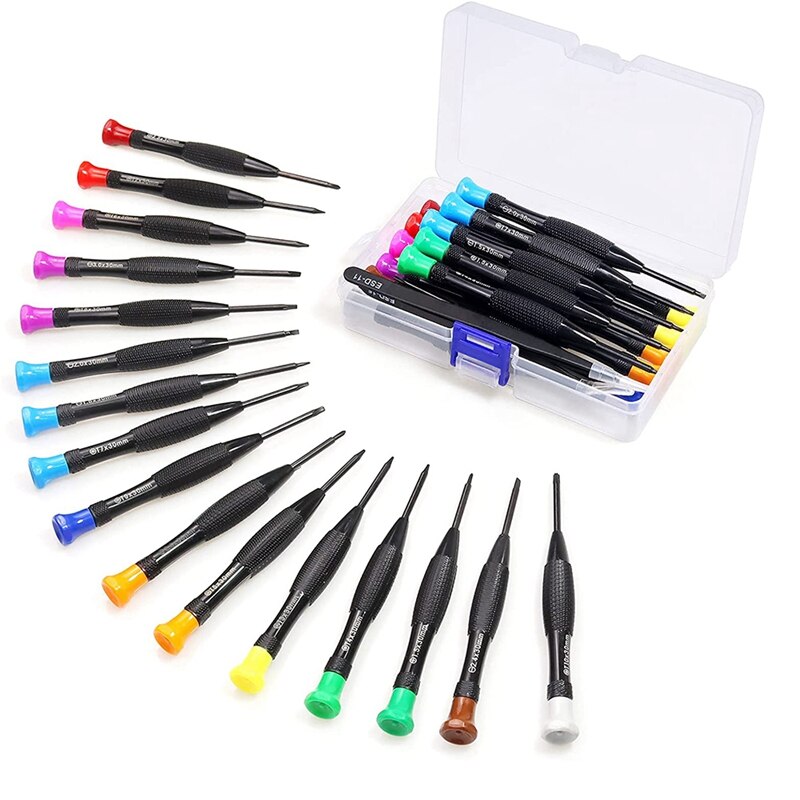 18Pcs Torx Schroevendraaier Set Mini Magnetische Torx Flathead Phillips Pincet Voor Computer, Horloge Reparatie
