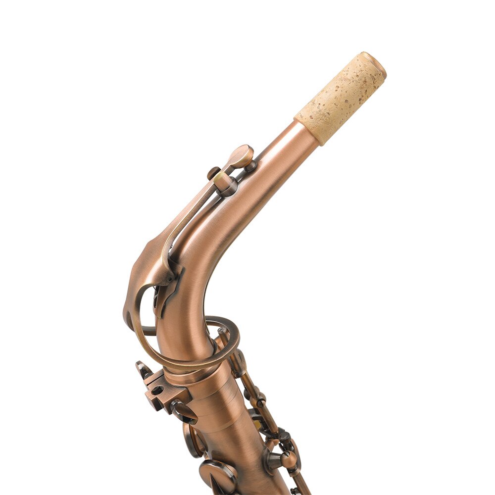 B66 altsaxofonsax mezzorød antik buet hals messingmateriale rør munddiameter 24.5 mm