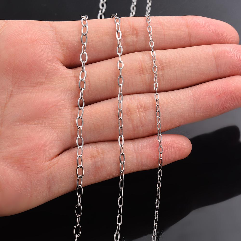 Wholessale 5 Meters/partij Rvs Tiny Vorm O Lange Cross Chain Kettingen Voor Diy Hanger Ketting Armband Enkel Sieraden