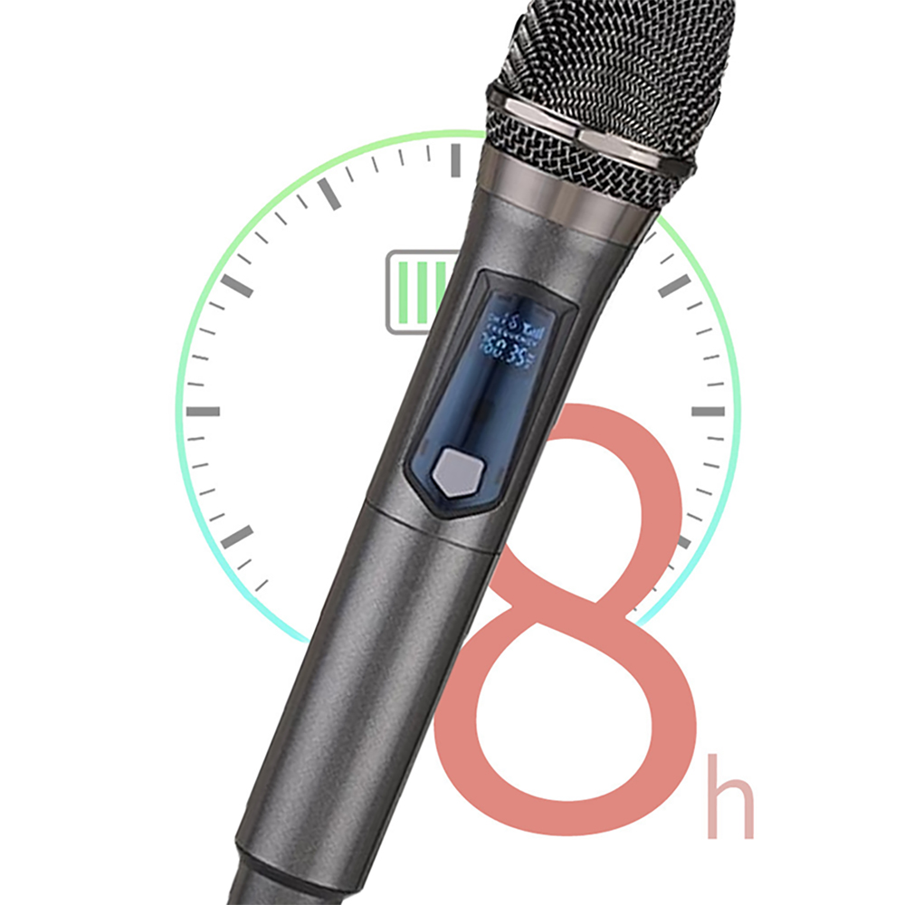 Wireless Microphone 2 Channels UHF Handheld Mic Micphone For Party Karaoke Church Show Meeting
