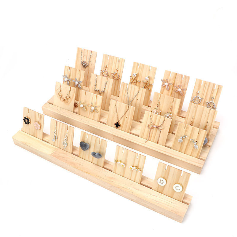 Hout Oorbellen Sieraden Hanger Organizer Houder Sieraden Rack Hanger Opslag Display Stand Gaten Houten Basis Voor Home Shop Decor
