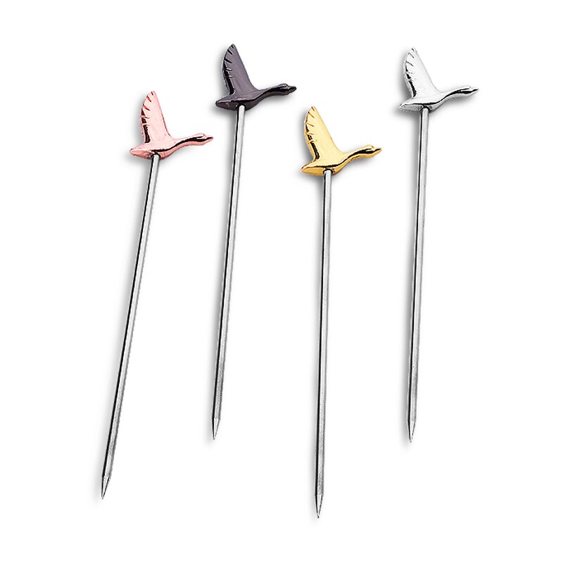 Palillo de selección de cóctel de frutas de 10,5 cm, herramientas de barra de acero inoxidable, varilla para mezclar bebidas, palillos de Martini, herramienta de Bar de 4 colores para bodas y fiestas
