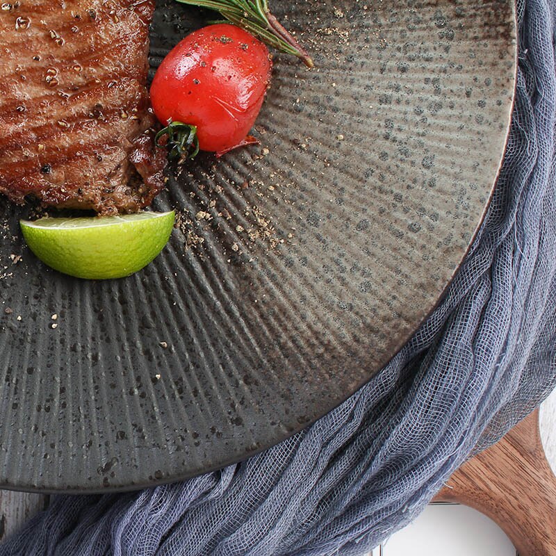 Louça cerâmica prato de jantar conjunto prato 8/10 Polegada porcelana bonito sobremesa louça listrado retro ocidental comida bandeja