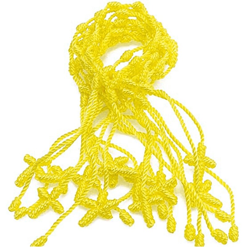 12Pcs Adjustable Kabbalah 7 Knot String Cross Bracelet Good Luck Tibet Bracelet B36D: Yellow