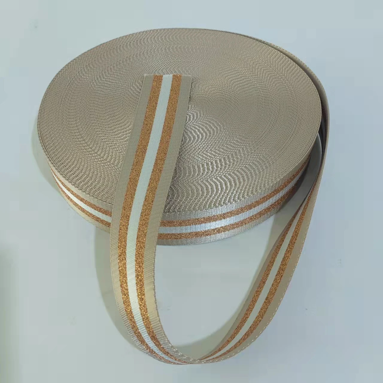 1.5inch Wide 3 meters Metallic Golden/Silver Strip Webbing Strap For Bag Strap DIY Crafting Projects: WHITE