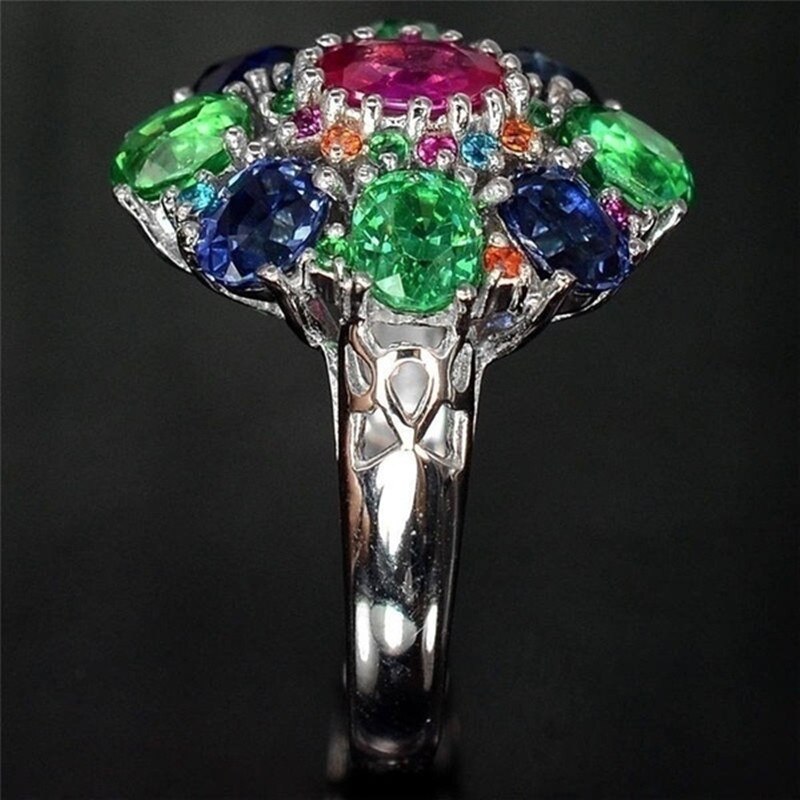 FDLK-anillo Floral multinivel Oval para mujer, joyería de , anillo de novia casamiento compromiso con diamantes de imitación