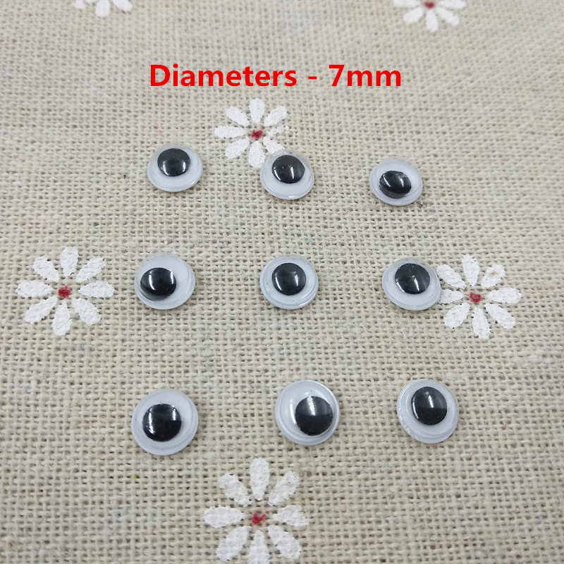 500pcs/lot Googly Eyes Stems Pompom Mixed Self-adhesive Eyes Glue On DIY For Toys Dolls Wiggly Eyeballs Scrapbooking Accessor: 7mm 500pcs