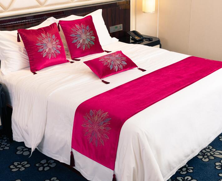 Bloemen Spreien 45cm Breedte Bed Runner Luxe Bed Vlag Decoratieve Bed Cover 100% Polyester Voor Thuis Hotel Gebruik: 9 mei hong se / Queen