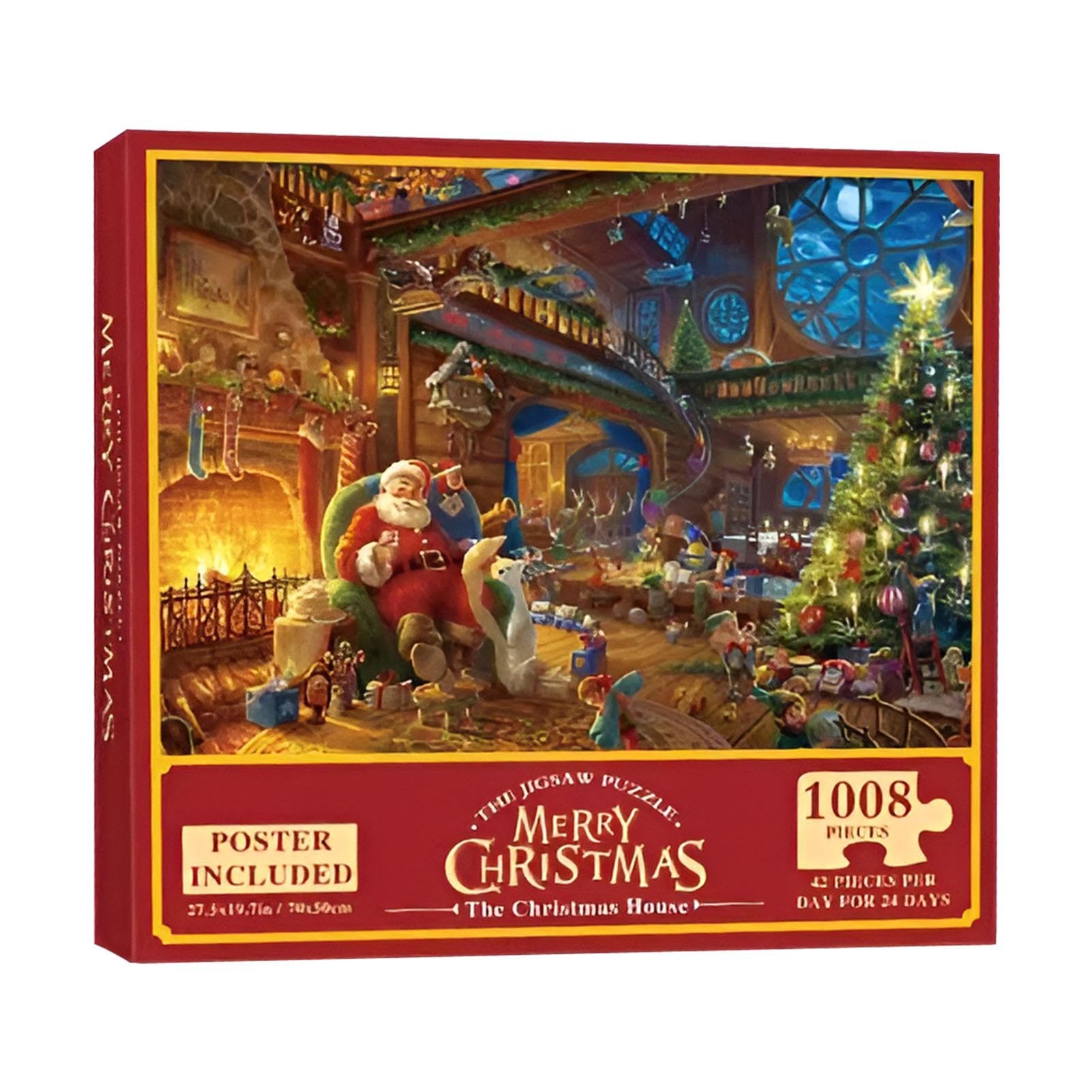 Christmas Countdown 24 Days Jigsaw Puzzle 1008PCS, Family Interactive Jigsaw Puzzle, Christmas for Children Adults