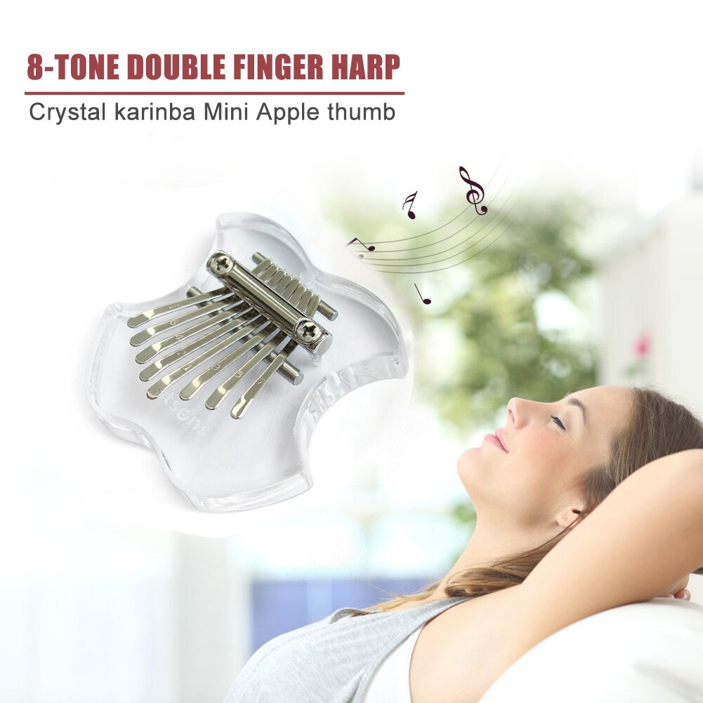 Mini Crystal Acrylic Kalimba 8 Key Thumb Finger Piano Music Instrument for Beginner Kids