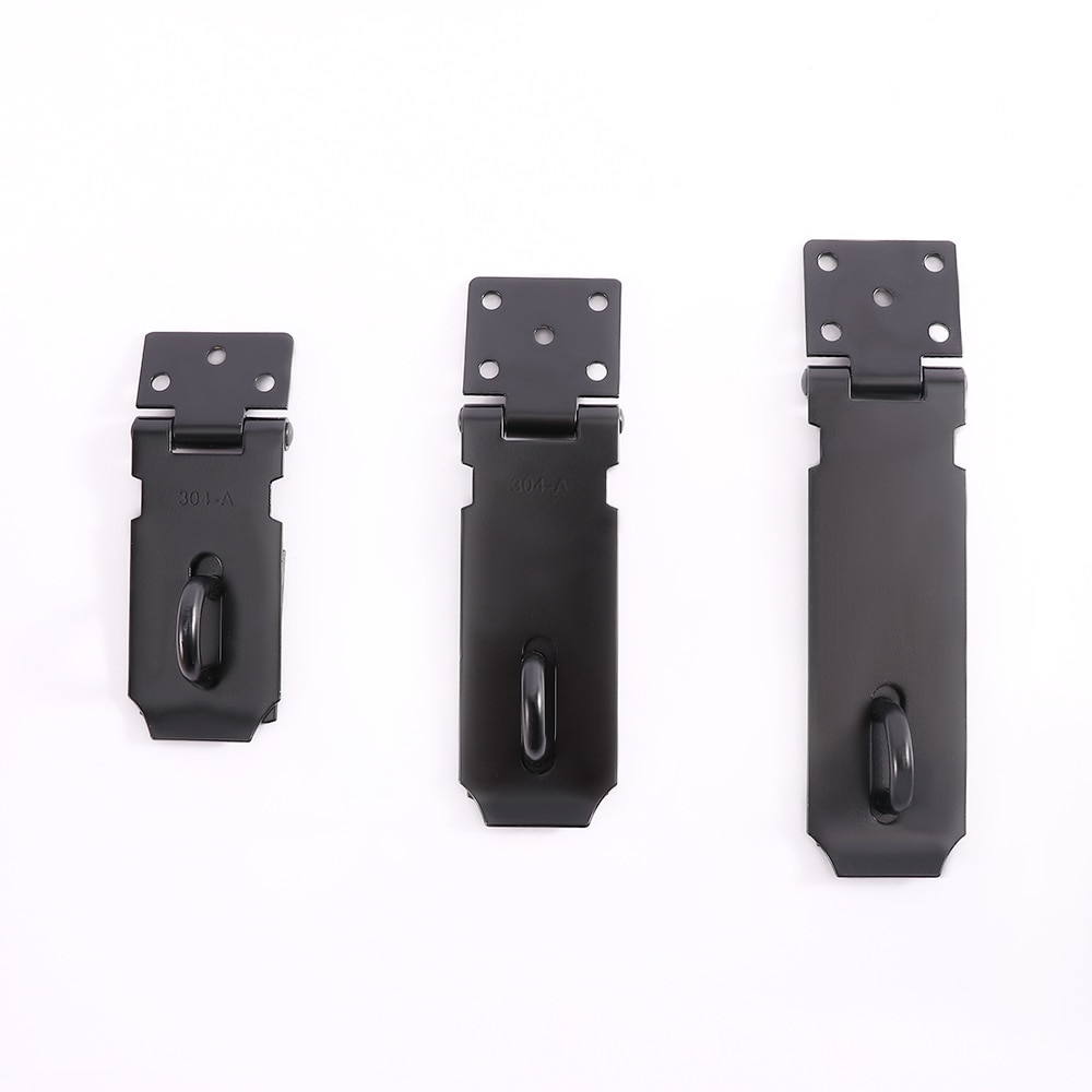3/4/5 Inch Stainless Steel Padlock Clasp Black Hasp Staple With Screws For Door Lock Shed Cabinet Household Anti-theft Hardware