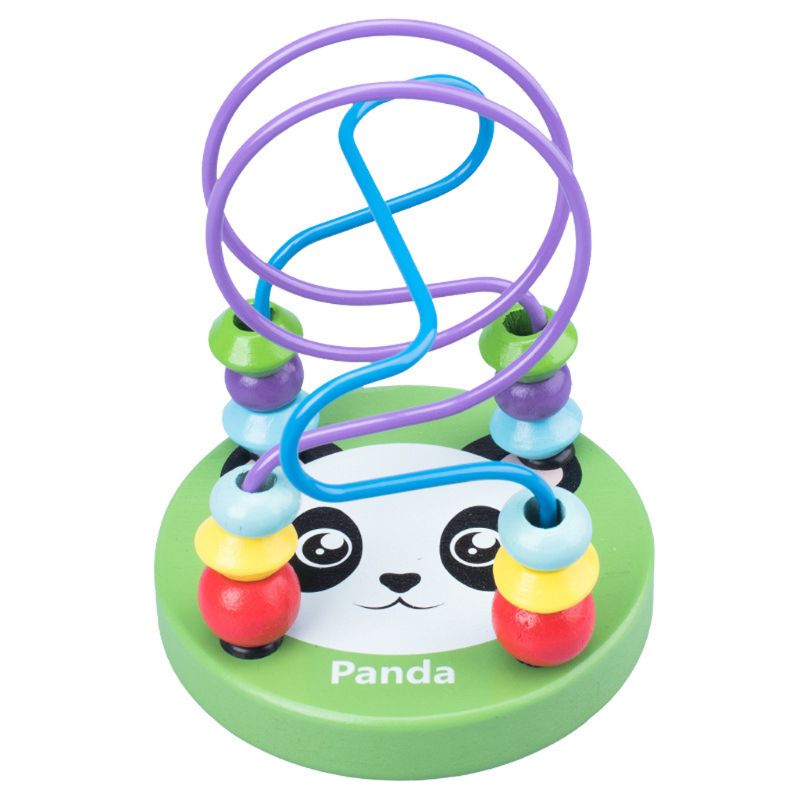 Educational Math Toy Wooden mini Circles Bead Wire Maze Roller Coaster Abacus Puzzle toys For Kids Boy Girl