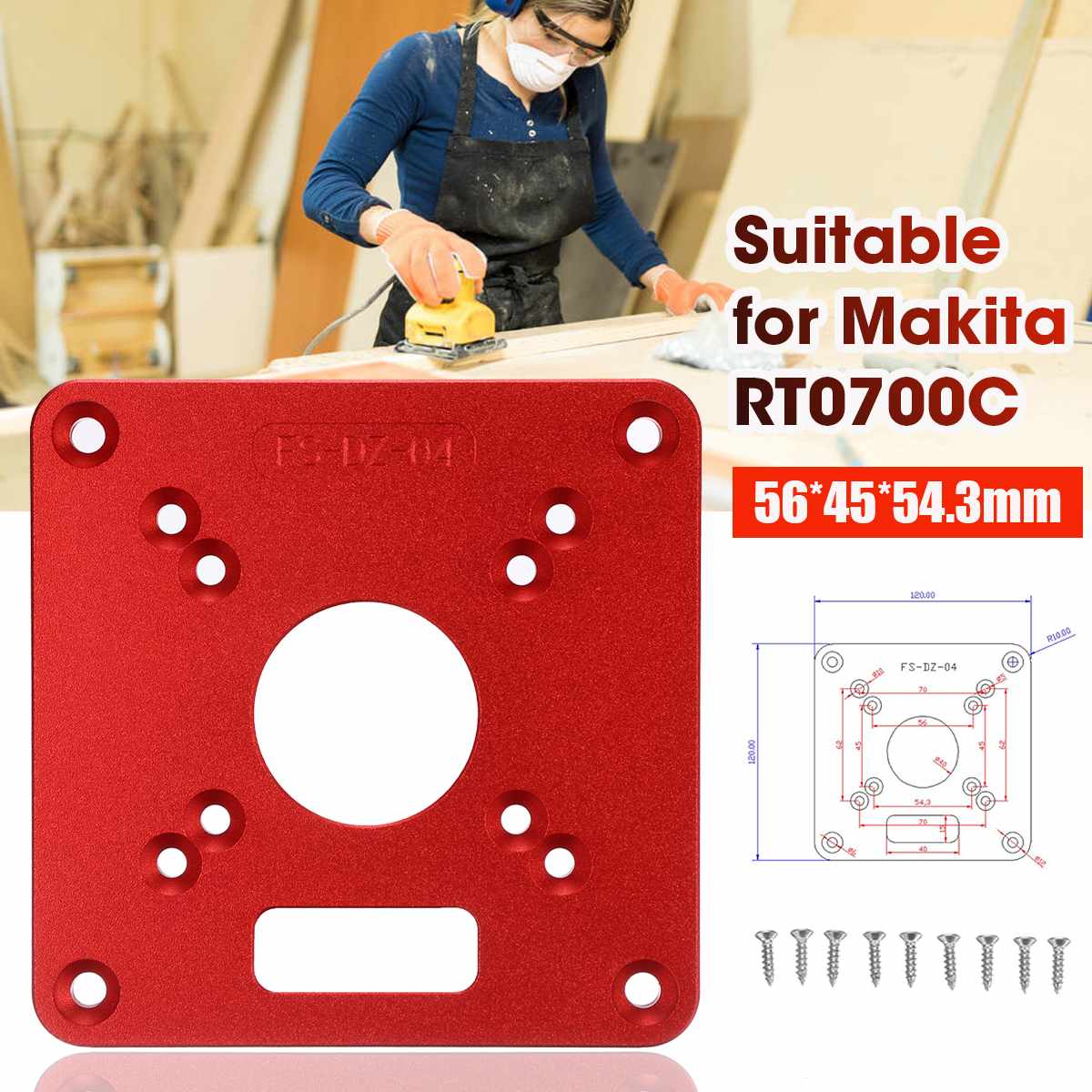 120x120mm Aluminum Alloy Router Plate for MAKITA RT0700C Router Trimmer Woodworking Tool