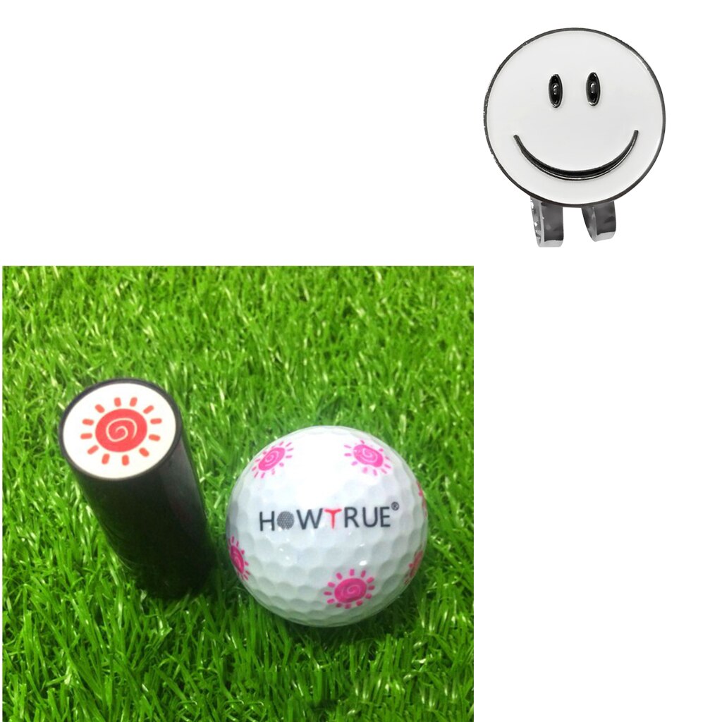 Face Golf Ball Marker with Magnetic Hat Clip Golf Ball Stamper Golfer Accessories for Club Giveaways Prize Keepsake: Sun
