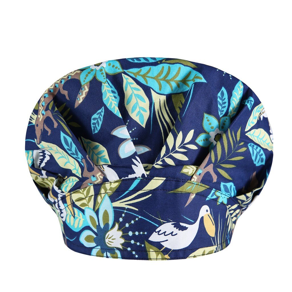 Scrub verpleegkundige hoed knopen bedrukte gorros quirurgicos bouffant sanitaire muts met zweetband cartoon print verpleegkundige mutsen scrub muts: D