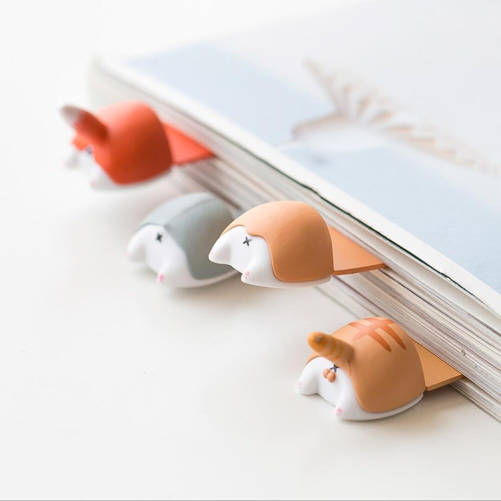 Marcapáginas con forma creativa y encantadora caricatura de perro, gato, hámster, zorro y trasero, marcapáginas multifunción, papelería para niños, útiles escolares