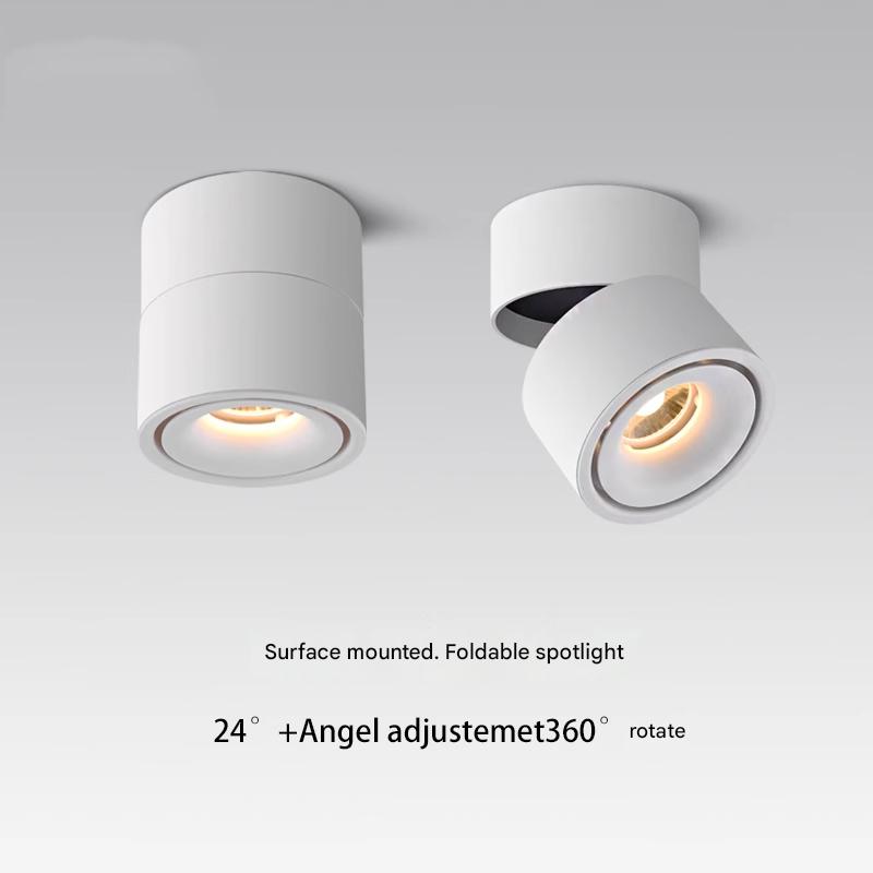Surface mounted spotlight adjustable angle single folding ceiling downlight household without main light aisle ceiling light