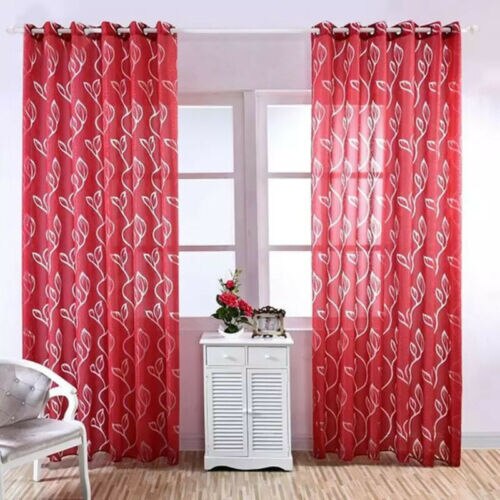 Product Window Screen Leaf Bubble Cut Flower Window Screen Romantic Tulle Curtain Kitchen Living Room Curtain: Red