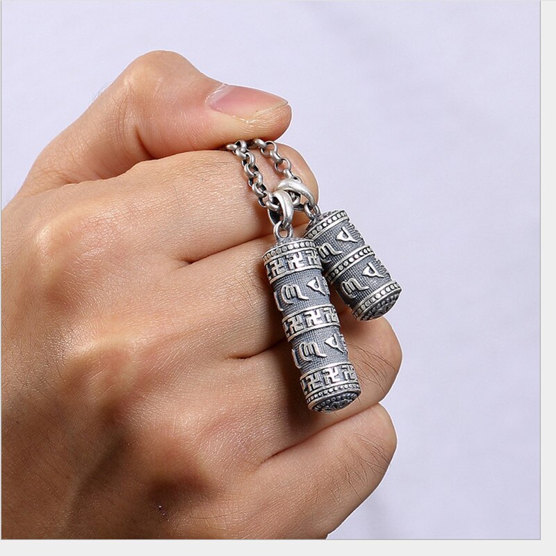 Uglyless Real 999 Fine Thai Silver Lovers Openable Gaudencio Box Pendants without Chains Engraved Buddhism Mantra Jewelry Unisex