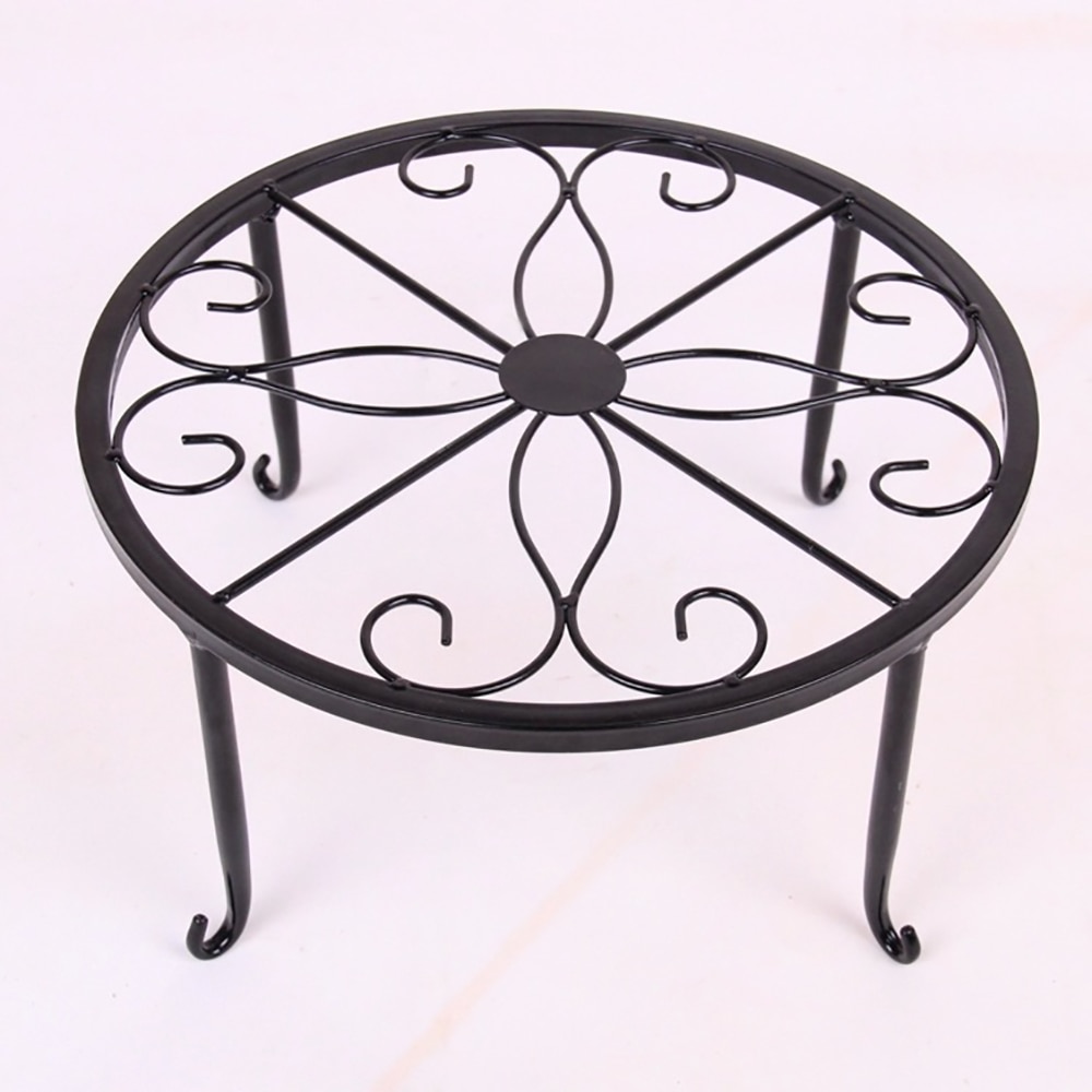 24x24x13cm Indoor Outdoor Plant Stand Metal Flowerpot Stand Round Iron Plant Pot Holder Black White Bronze Colour: Black