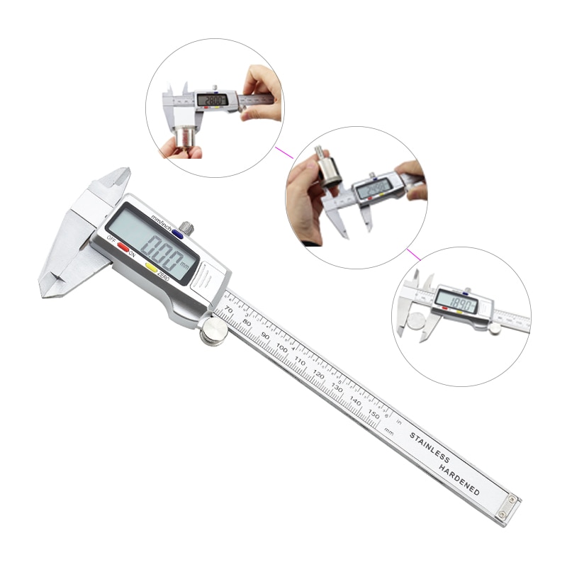 6 inch 150mm stainless steel measuring instrument LCD electronic caliper multifunctional vernier micrometer measuring hand tool