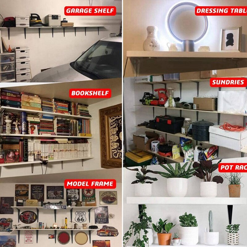 10 Pack Shelf Brackets 10 Inch, Heavy Duty L Corner Brace Support, Metal Joint Angle Bracket for Hanging, Bracket